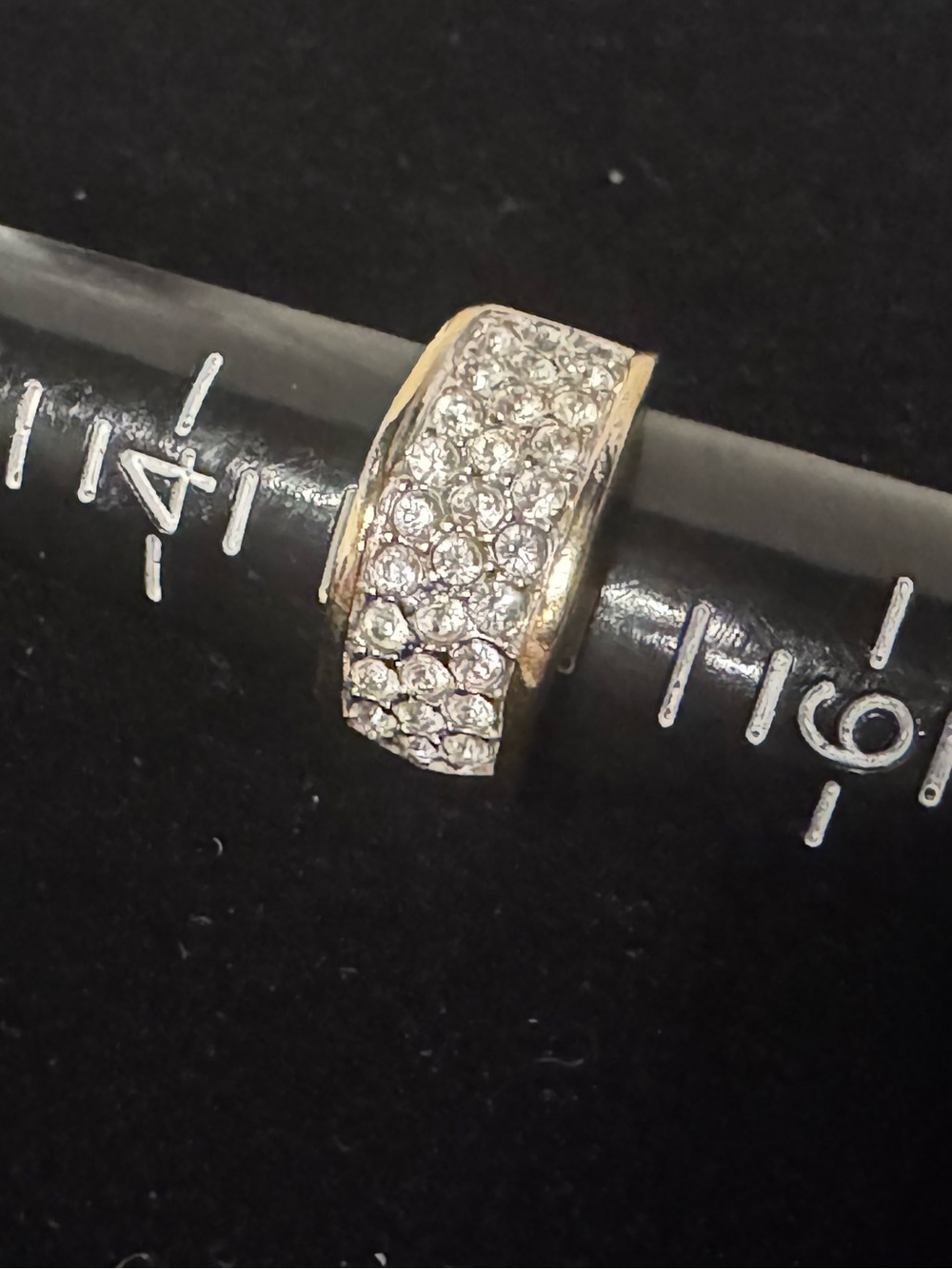 Vintage EDCO Cubic Zirconia Ring Gold Tone Plated Wide Band CZ Size 5